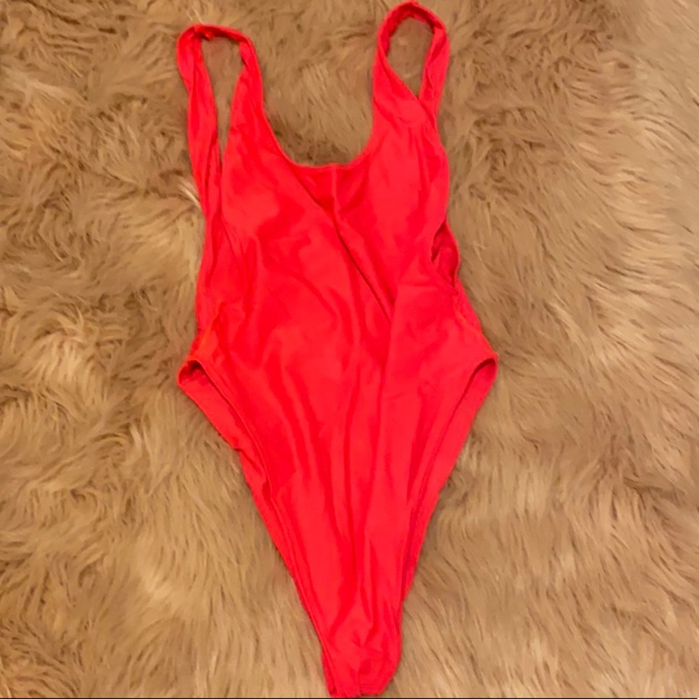 Bright pink one pice swim